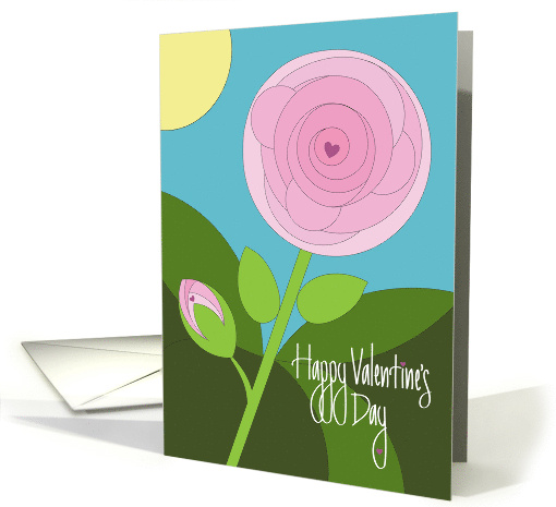 Hand Lettered Valentine's Day Stylized Round Pink Rose... (1866570)