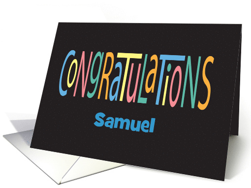 Hand Lettered Congratulations with Bright Letters and Custom Name card