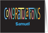 Hand Lettered Congratulations with Bright Letters and Custom Name card