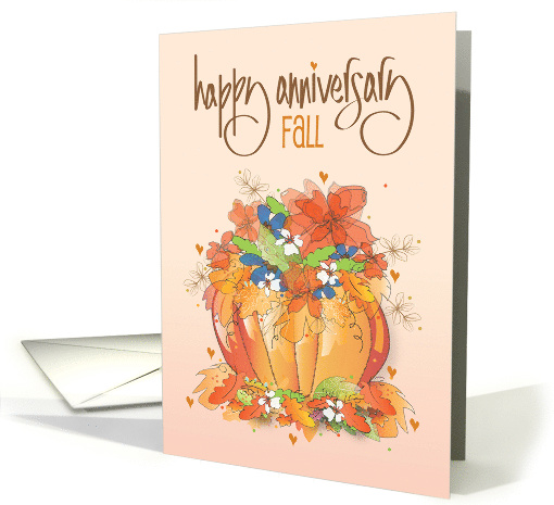 Hand Lettered Fall Anniversary Pumpkin Vase Fall Flowers... (1867586)
