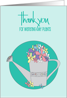 Hand Lettered Thank You for Watering My Plants with Watering Can card