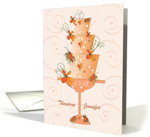 Hand Lettered Fall Holiday Wedding Fall Wedding Cake Custom Names card