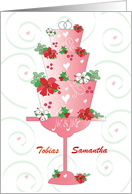 Hand Lettered Winter Holiday Wedding with Winter Cake Custom Names card