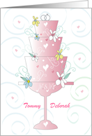 Hand Lettered Summer Holiday Wedding with Summer Cake Custom Names card