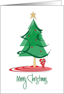 Hand Lettered Christmas Merry Christmas Stylized Tree with Star Atop card