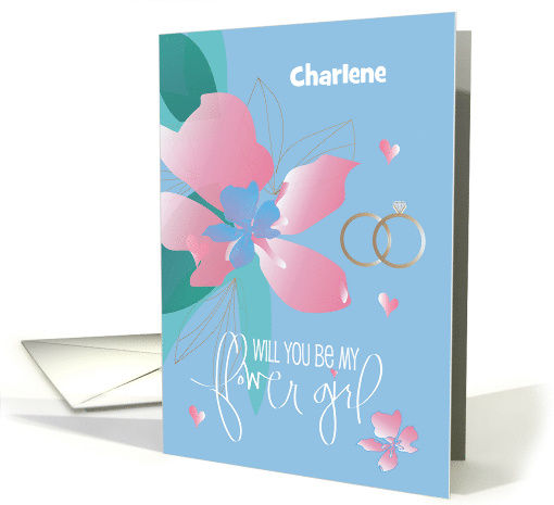 Be My Flower Girl Invitation with Rings and Flowers with... (1870822)