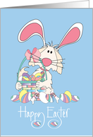 Hand Lettered Easter Dog with Bunny Ears with Egg Basket for Pet Dog card