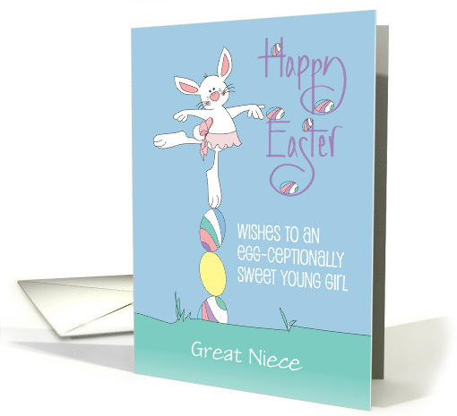 Hand Lettered Easter White Bunny Balancing on Eggs Custom... (1871214)