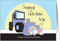 Hand Lettered Easter for Boy Front Loader Hauling Eggs Custom Name card