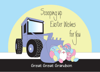Hand Lettered Easter for Boy Front Loader Hauling Eggs Custom Name