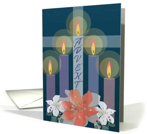 Advent Candles Purple Pink and White with Poinsettia... (1873408)