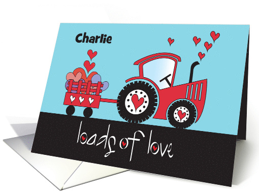 Hand Lettered Valentine Loads of Love Tractor for Boy... (1874650)
