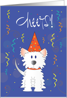 Hand Lettered Cheers New Year’s From Pet Dog Party Hat and Streamers card