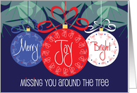 Hand Lettered Patriotic Christmas Merry Joy Bright Military Ornaments card