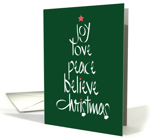 Hand Lettered Christmas Tree Word Art Joy Love Peace... (1875516)