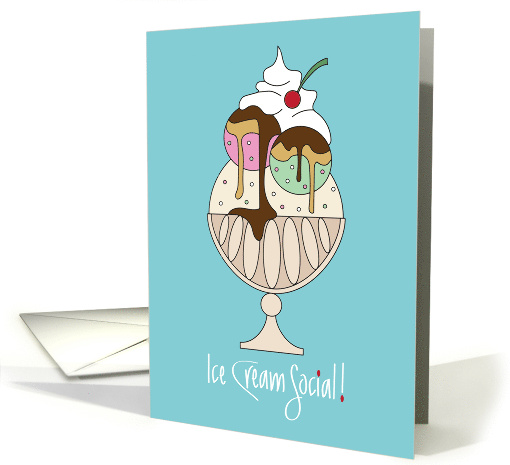 Hand Lettered Ice Cream Social Invitation Ice Cream Bowl... (1875522)
