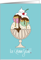 Hand Lettered Ice Cream Social Invitation Ice Cream Bowl and Sauces card