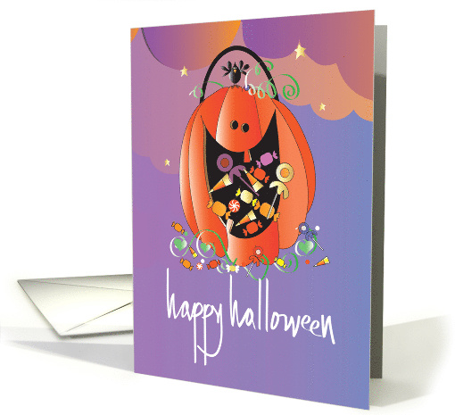 Hand Lettered Halloween Jack O' Lantern with Candy Treats... (1875720)
