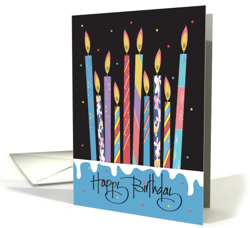 Hand Lettered Birthday with Skewed Decorated Candles on... (1875730)