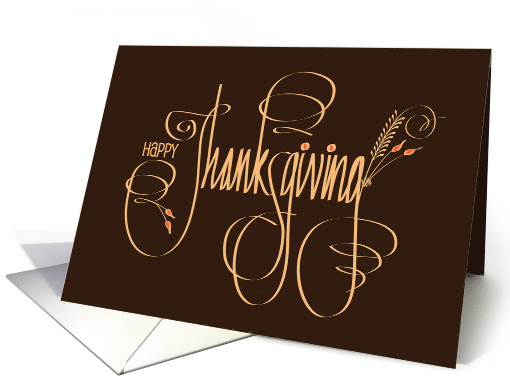 Hand Lettered Thanksgiving with Scrollwork Wheat and Leaf... (1876314)