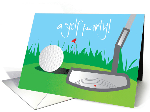 Invitation to Golf Party with Putter and Golf Ball on... (1876332)