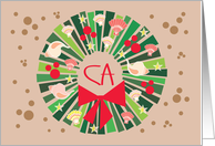 Hand Lettered Christmas Beach Wreath from California with Seashells card