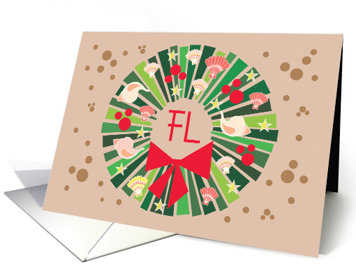 Hand Lettered Florida Christmas Beach Wreath Seashells... (1877786)