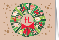 Hand Lettered Florida Christmas Beach Wreath Seashells and Starfish card