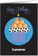 Hand Lettered Teen Birthday Sports Balls Cupcake with Custom Name card