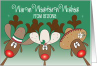 Warm Western Country Wishes from Arizona Reindeer in Cowboy Hats card