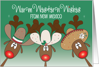 Warm Western Country Wishes from New Mexico Reindeer in Cowboy Hats card