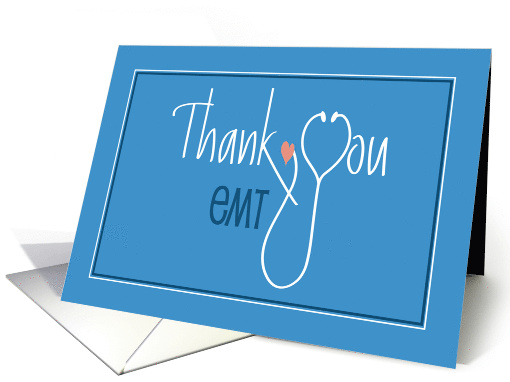 Hand Lettered Thank You EMT with Stethoscope in Heart... (1878390)
