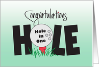 Hand Lettered Hole in One Congratulations Large Word with Golf Ball card