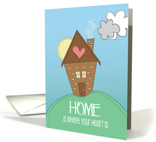Hand Lettered New Home Where Your Heart Is Cottage and Heart card