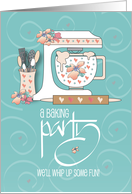 Hand Lettered Baking Party Invitation Whip up Fun Floral Mixing Bowl card