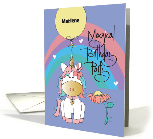 Hand Lettered Girl's Birthday Party Invitation Unicorn... (1879070)