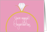 Hand Lettered Valentine’s Day You’re Engaged Diamond Ring with Heart card