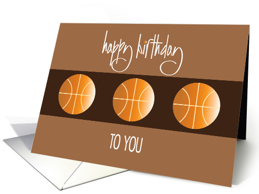 Hand Lettered Birthday Basketball Player Three Basketballs in Row card