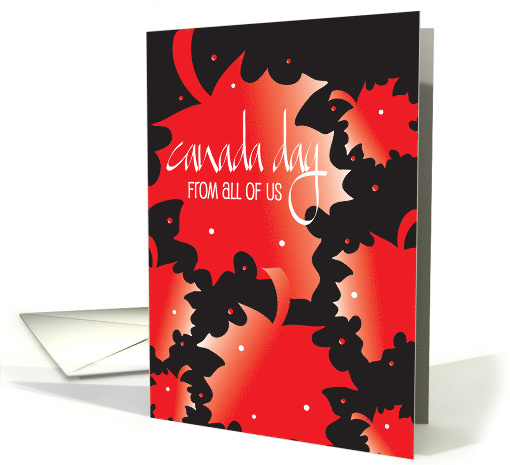 Hand Lettered Canada Day From All of Us Floating Red Maple Leaves card