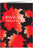 Hand Lettered Canada Day From All of Us Floating Red Maple Leaves card