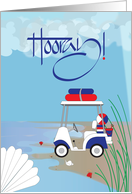 Hand Lettered 4th of July Hooray Beach Cart with Shoreline and Shells card