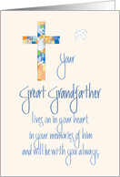Hand Lettered Sympathy for Great Grandfather with Stained Glass Cross card
