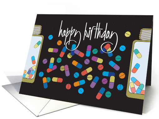 Hand Lettered Birthday for Pharmacist with Colorful Pills... (1880216)