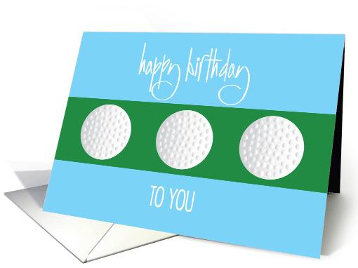 Hand Lettered Birthday for Golfer Three White Golf Balls in a Row card