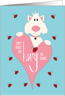 Hand Lettered Sorry About the Bug You Caught Dog Lady Bug and Heart card