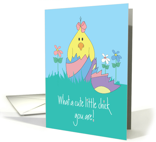 Hand Lettered Easter for Sweetheart Cute Chick in Striped... (1880928)