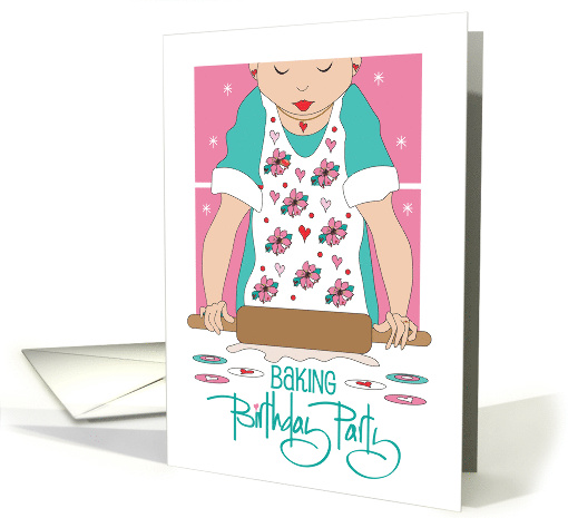 Hand Lettered Girl's Baking Birthday Party Girl Rolling... (1881070)