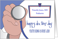 Hand Lettered Doctors’ Day 2025 with Listening Device Custom Name Tag card