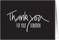 Hand Lettered Thank You for Your Donation White Lettering on Black card