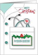 Hand Lettered Christmas Physician Assistant Stethoscope with Heart card